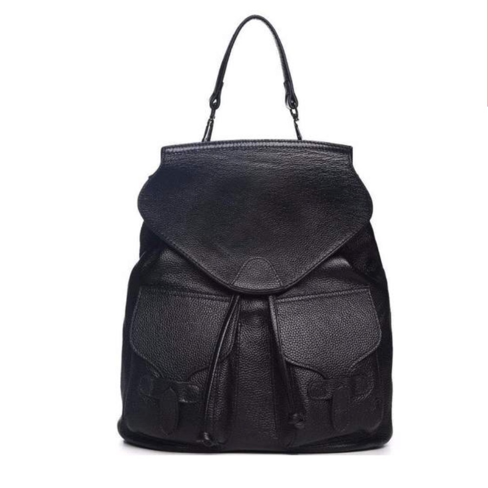 Black Leather Convertible Backpack